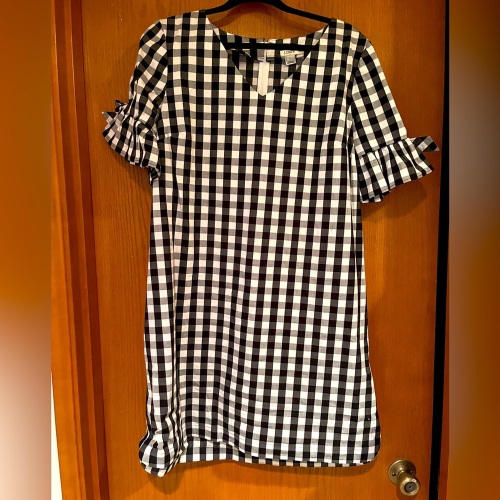 EUC J Crew Factory Sz L Gingham Shirt Dress